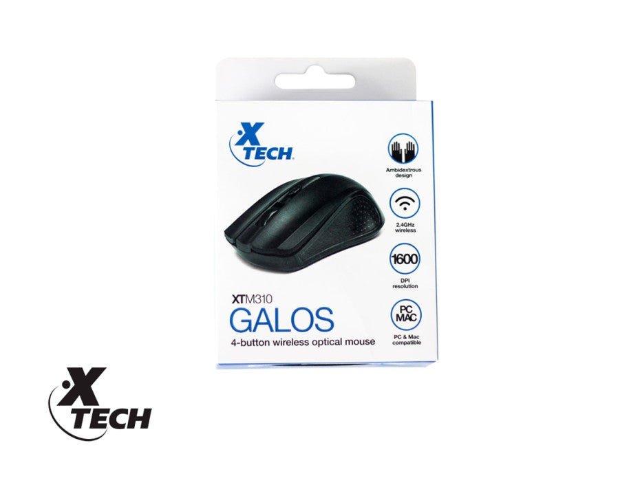 Xtech mouse inalámbrico de 4 botones Galos XTM - 310BK 1600Dpi - Sys Shop Colombia