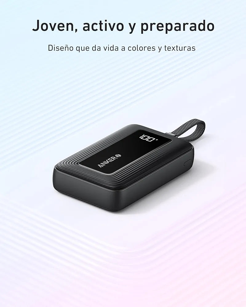 Anker powerbank 10.000 mAh 30W con cable USB C integrado , carga rápida PD