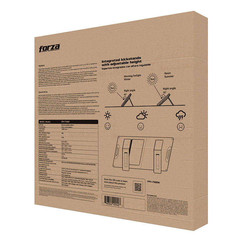 Panel Solar Forza FPV-T100W empaque
