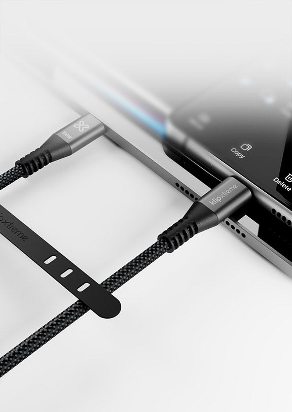 Klip Xtreme cable de datos/carga rápida blindado - reforzado 100W 1.8m KAC - 550 - 6FT - Sys Shop Colombia