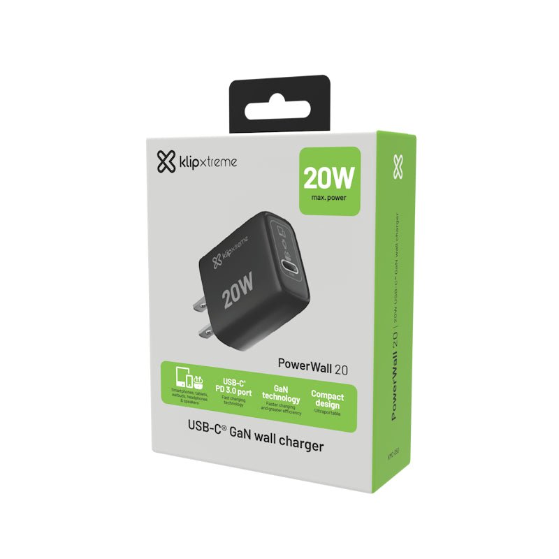 Klipxtreme Cargador Smart 20w Carga Rápida Gan Usbc Pd3. 0 - Sys Shop Colombia