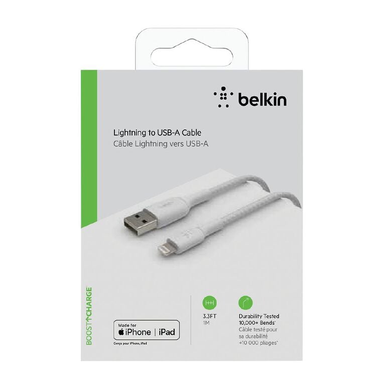 Cable Belkin BoostCharge Lightning USB-A blanco