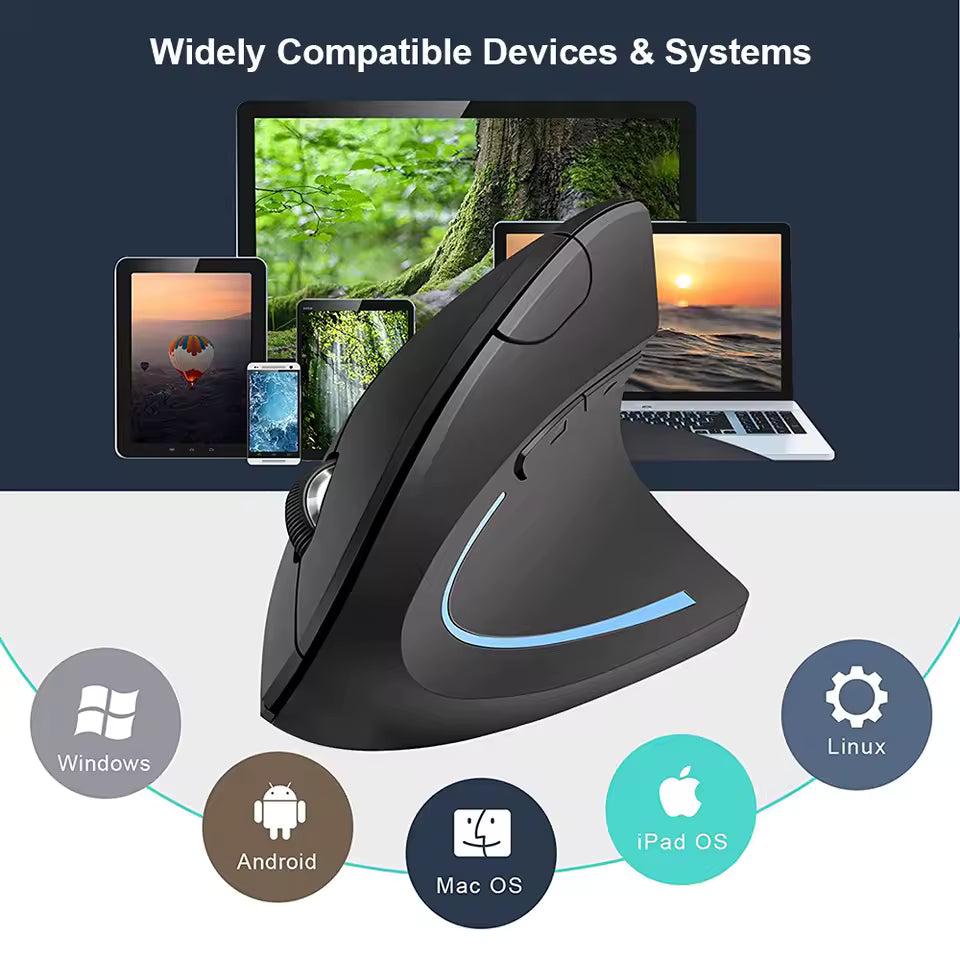 Mouse inalámbrico vertical ergonómico 1600Dpi 6 botones