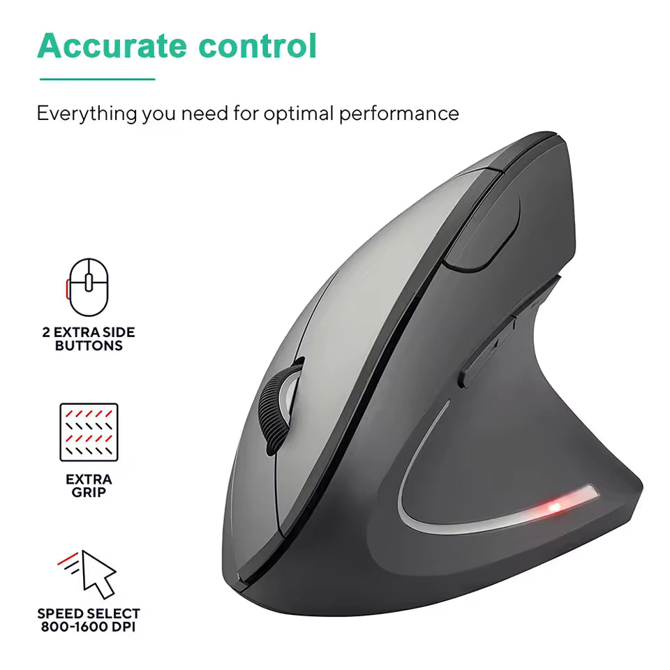 Mouse inalámbrico vertical ergonómico 1600Dpi 6 botones