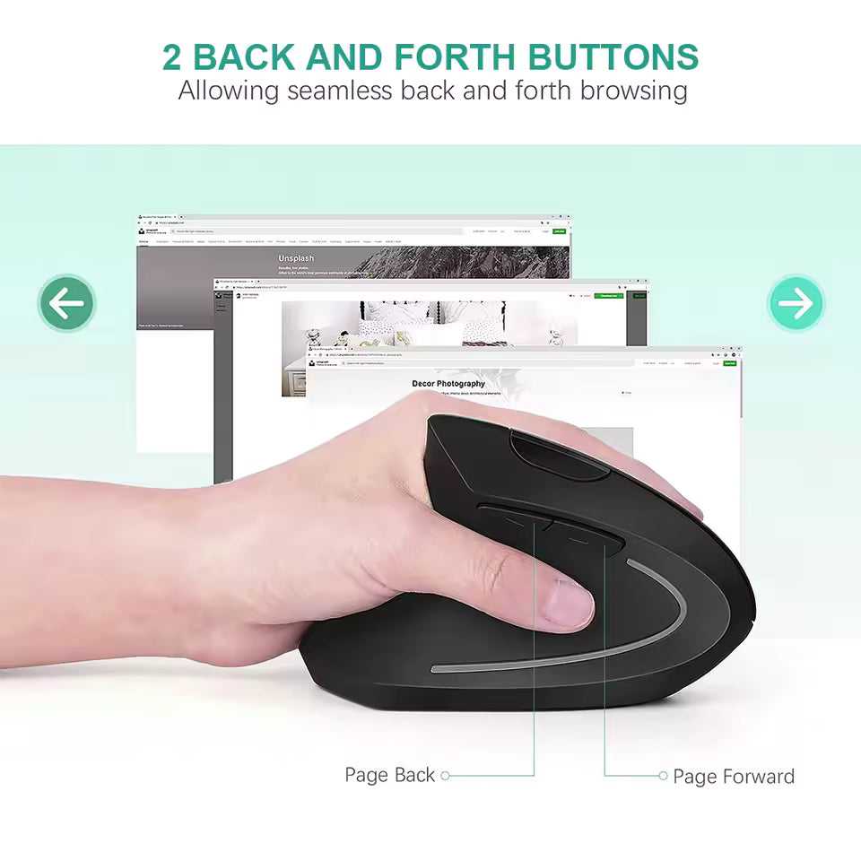 Mouse inalámbrico vertical ergonómico 1600Dpi 6 botones