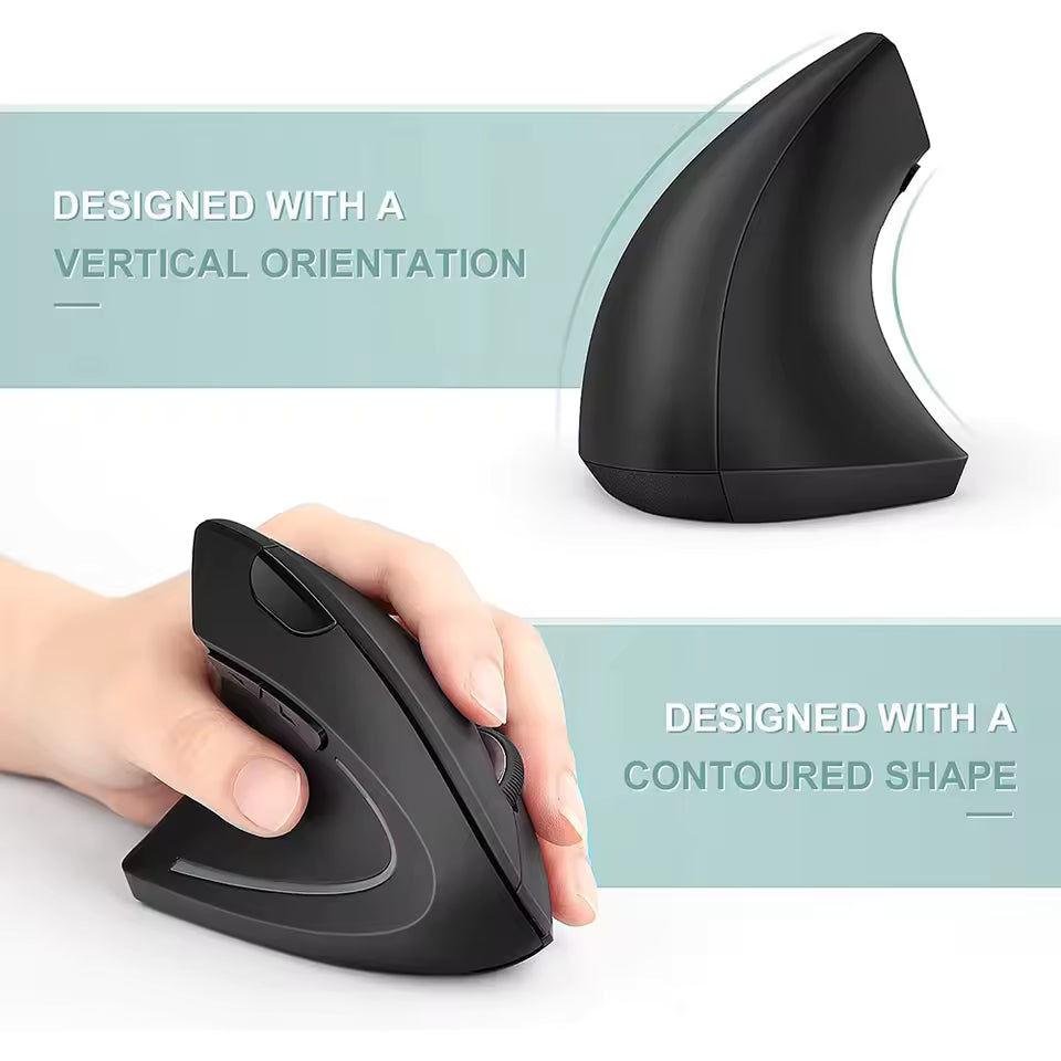 Mouse inalámbrico vertical ergonómico 1600Dpi 6 botones
