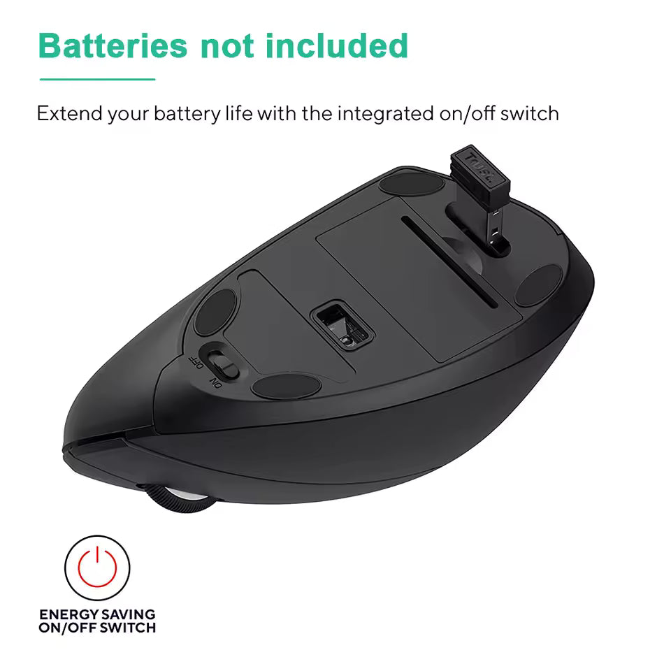 Mouse inalámbrico vertical ergonómico 1600Dpi 6 botones