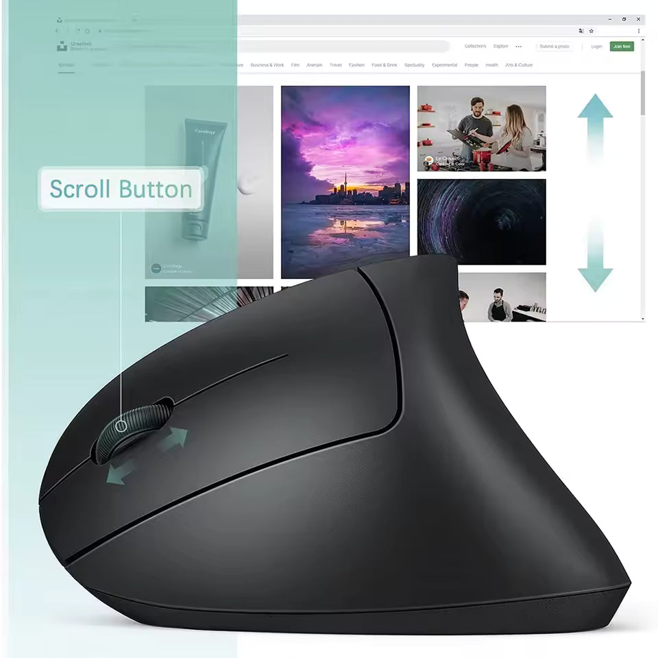 Mouse inalámbrico vertical ergonómico 1600Dpi 6 botones