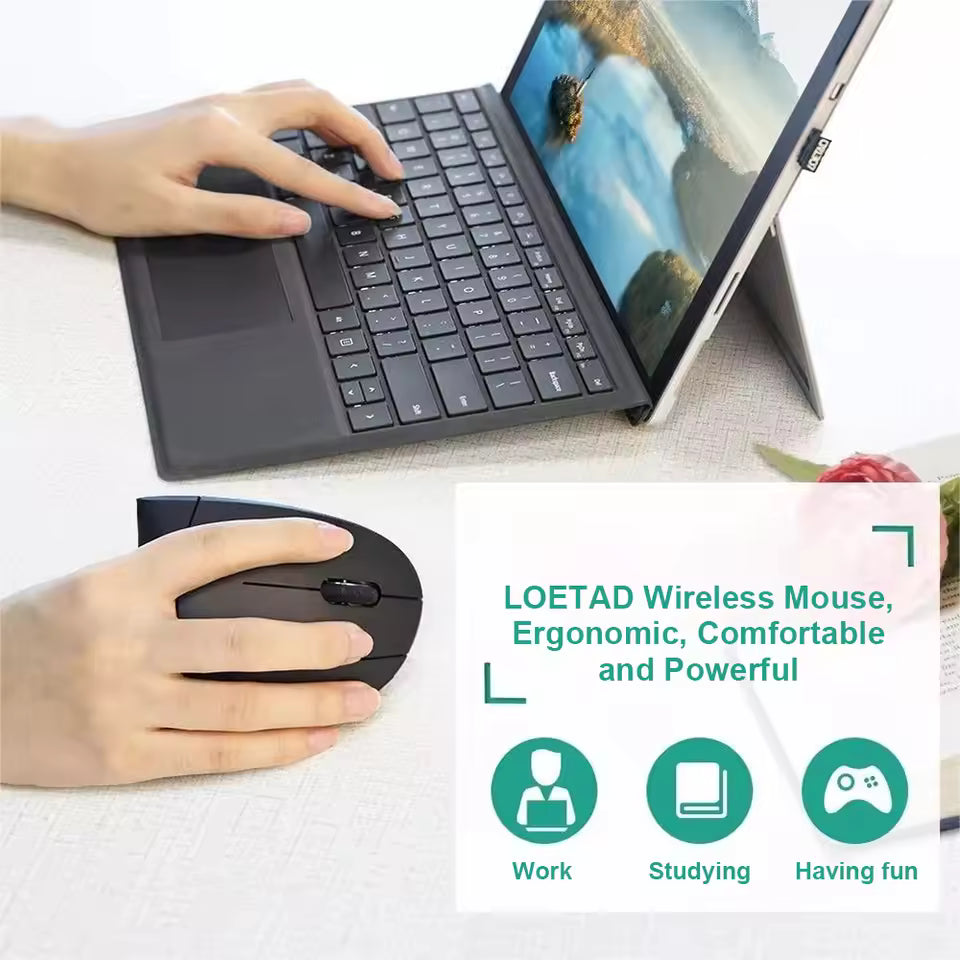 Mouse inalámbrico vertical ergonómico 1600Dpi 6 botones