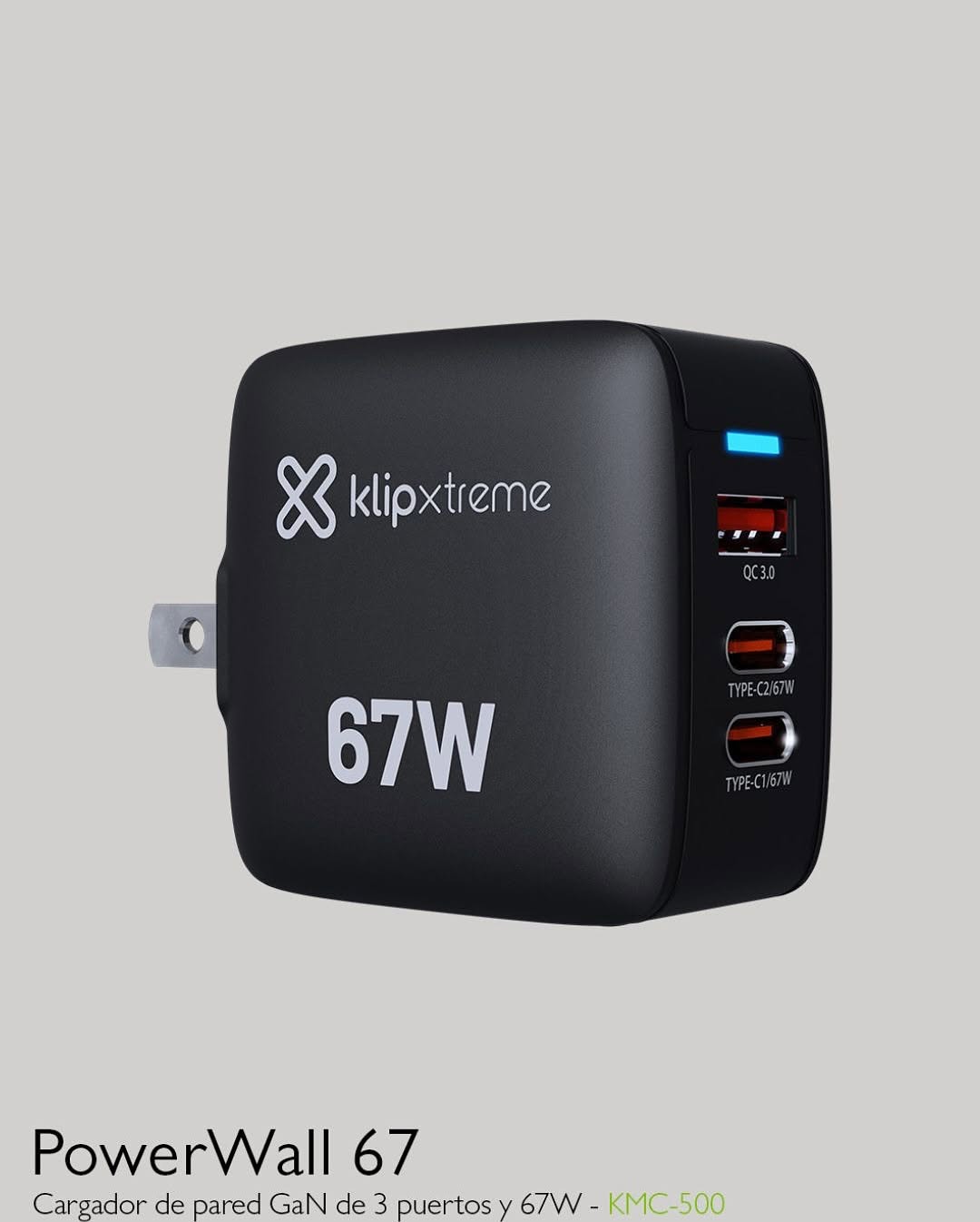 Klipxtreme Cargador Rápido Gan 67w Pd 3.0 2 X Usb C/1 Usb A - Sys Shop Colombia