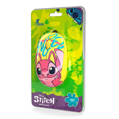 Mouse con Cable USB Xtech Edición Disney Stitch XTM-D406ST-YL | 1200 DPI | Licencia Oficial Disney