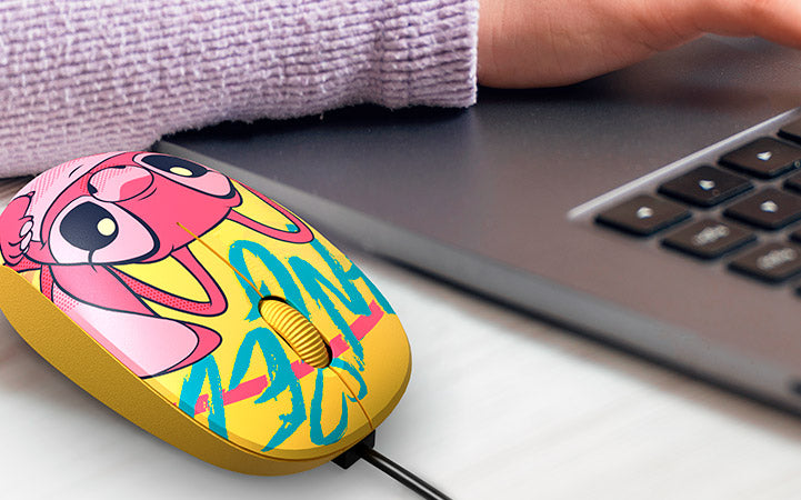 Mouse con Cable USB Xtech Edición Disney Stitch XTM-D406ST-YL | 1200 DPI | Licencia Oficial Disney